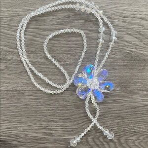 Elegant Beaded Iridescent Flower Necklace